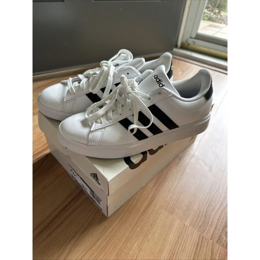 adidas Grand Court 2.0 Women's Sneakers Size 7.5 White Black GW9214 - Picture 1 of 6